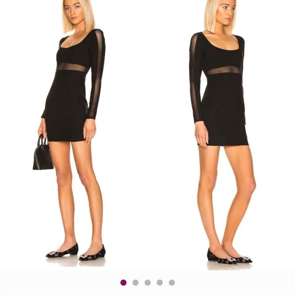 Cinq à Sept Black Long Sleeve Dress with Sheer Panels